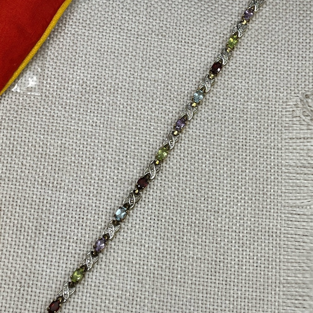 Vintage JJT Sterling Silver Multi-Gemstone Bracelet – 7.25” - Picture 8 of 13